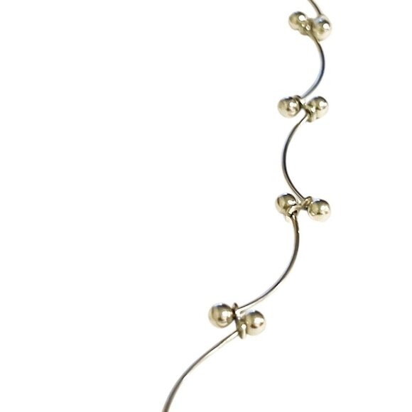 VTG GSJ 925 Sterling Silver Curved Bar Beaded Station Necklace Adjustable Dainty - Picture 2 of 5